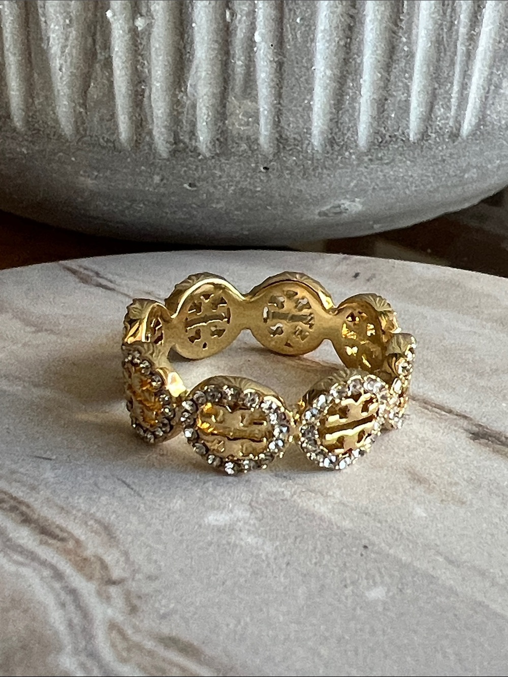 Tory Burch Miller Pave Ring Size 8